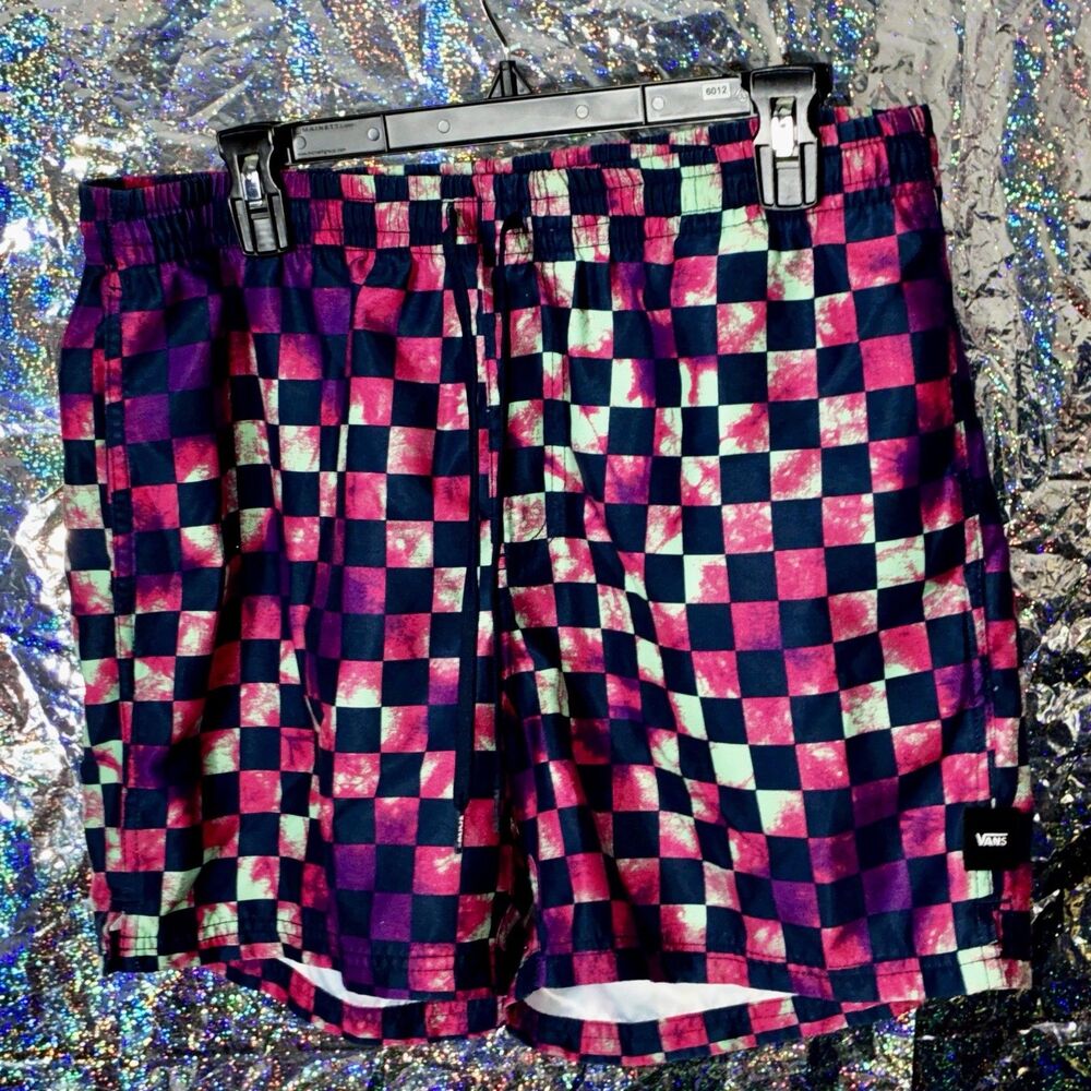 Vans Tie Dye Checkerboard Shorts - Pink/Purple/Multi - M